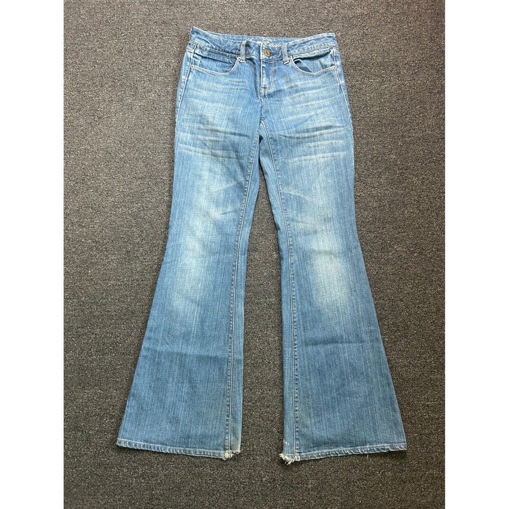 American Eagle Real Flare Low Rise Blue Jeans Womens 6 Long Stretch Denim Boho